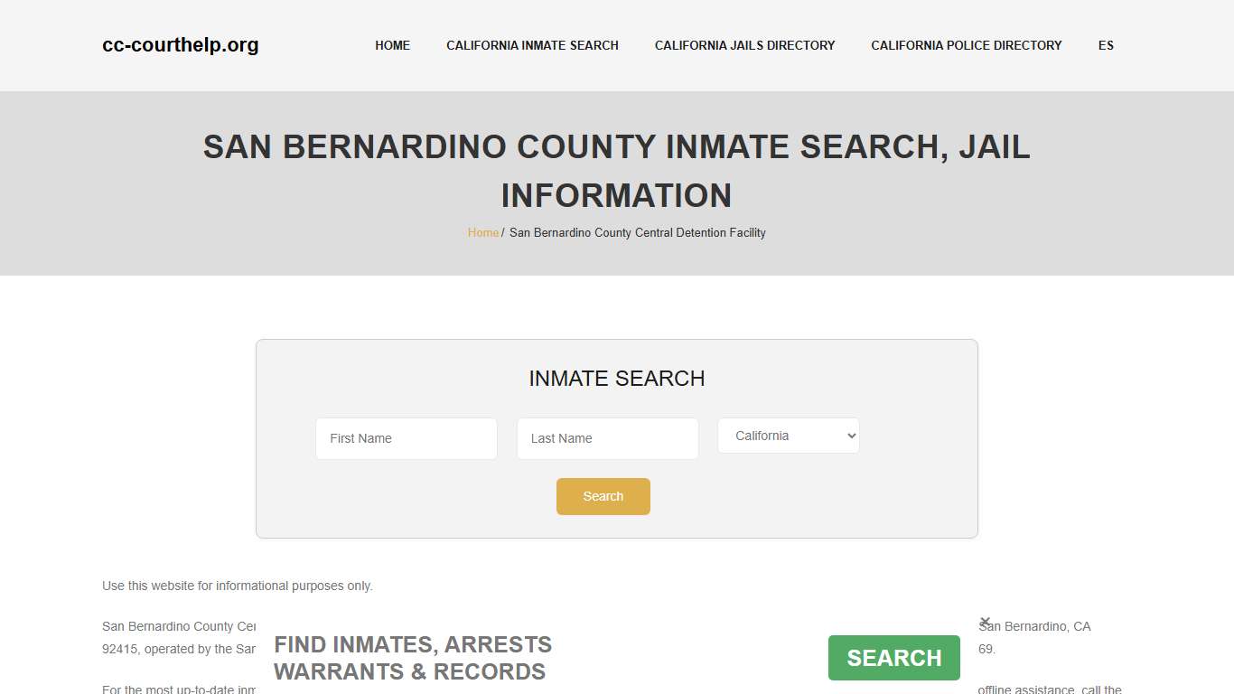 San Bernardino County Inmate Lookup, Jail Roster