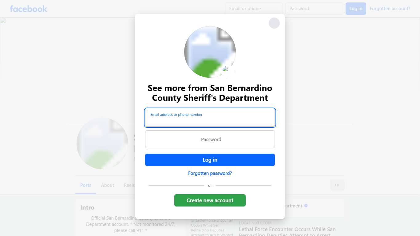 San Bernardino County Sheriff's Department Facebook
